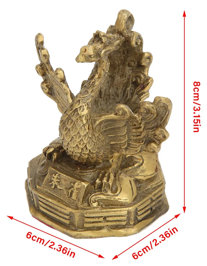 Statue de phénix en laiton haute dureté, figurine déco de collection 25cm - 15