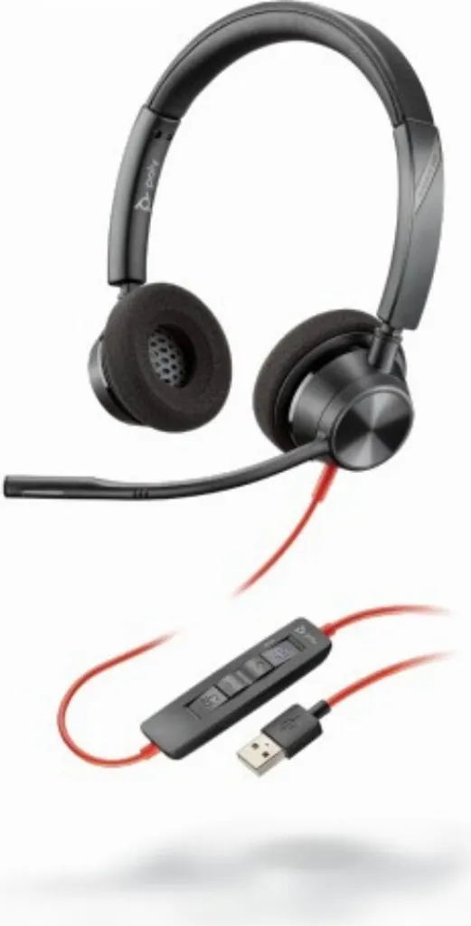 Poly 3320 Auricolare USB-A Nero | Cuffia Professionale per Chiamate
