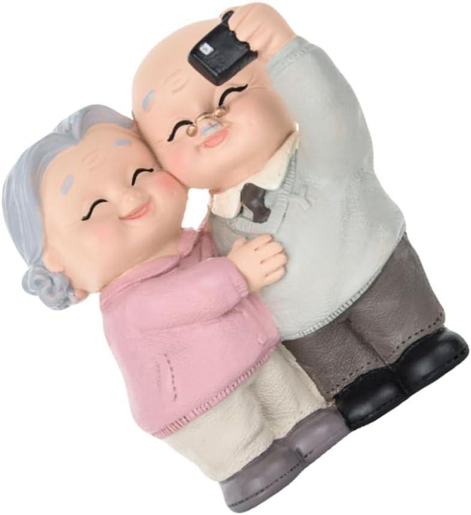 Dekoration aus Kunstharz: Figur eines älteren Ehepaares für Kuchen, Geburtstag, Hochzeit, Zuhause, 9 x 7,5 x 5,5 cm