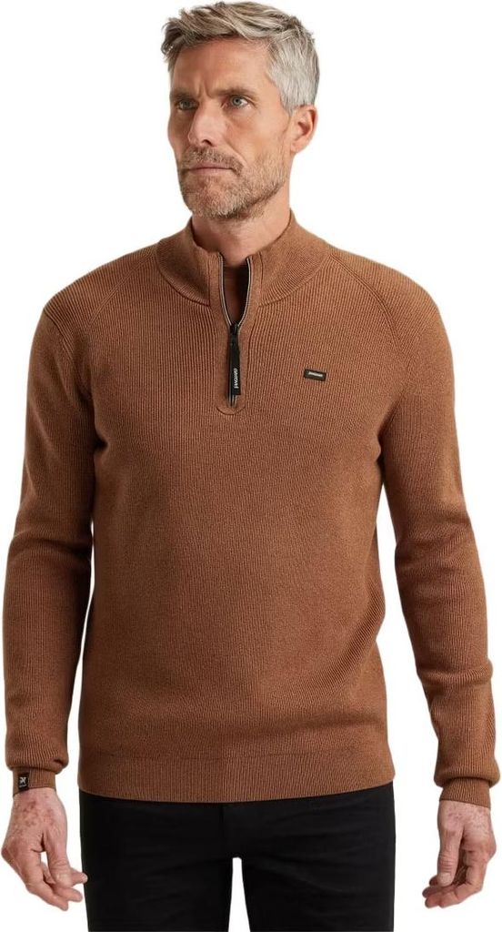 Vanguard Pullover Braun Half-Zip schwarzer Reißverschluss Stehkragen