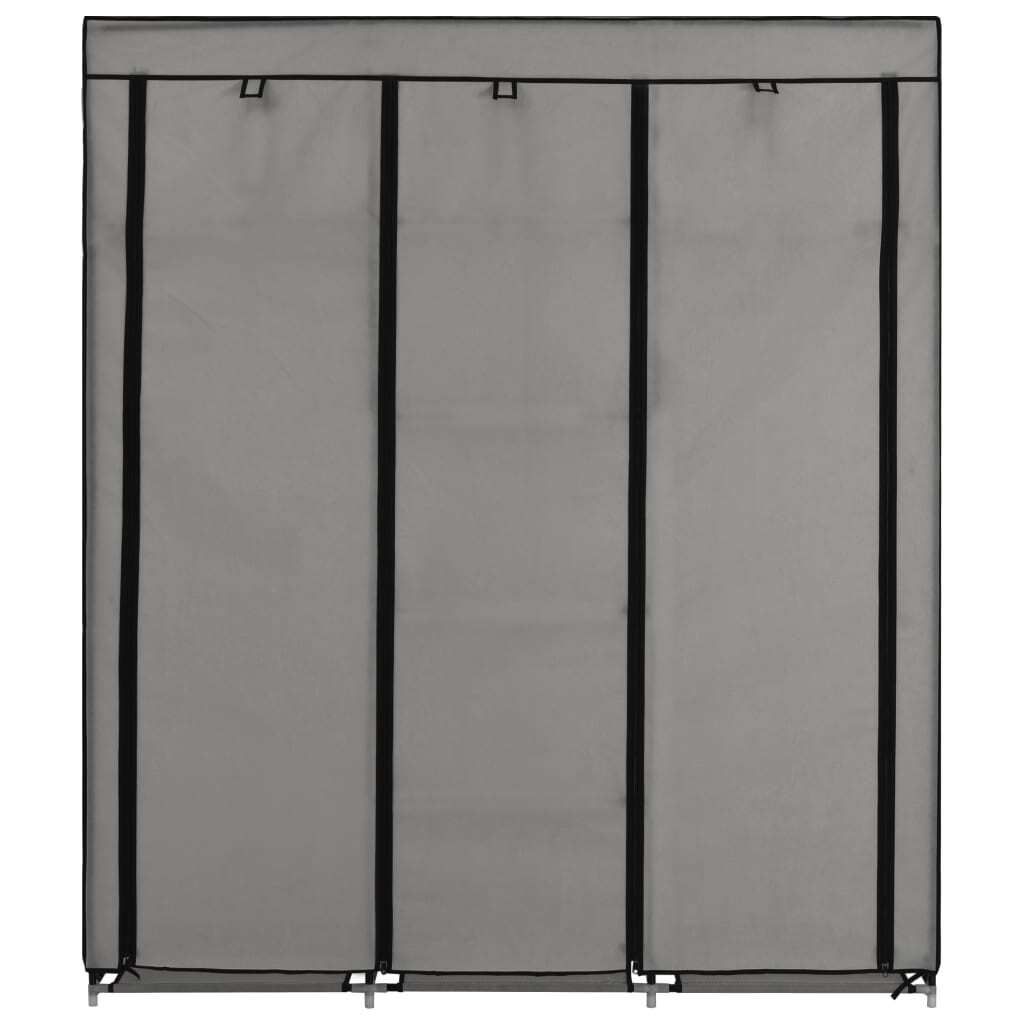 Cloris DesignMöbel Kleiderschränke - Grau Kleiderschrank mit Fächern und Stangen Grau 150x45x175cm Stoff Schlichtes5306506