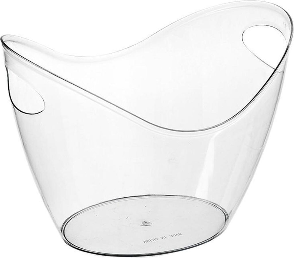 Eiskübel, Weinkübel mit Griffen, 4 Liter, durchsichtige Kunststoffwanne für Getränke, tragbarer Eisvorratsbehälter für Wein, Champagner, Bier