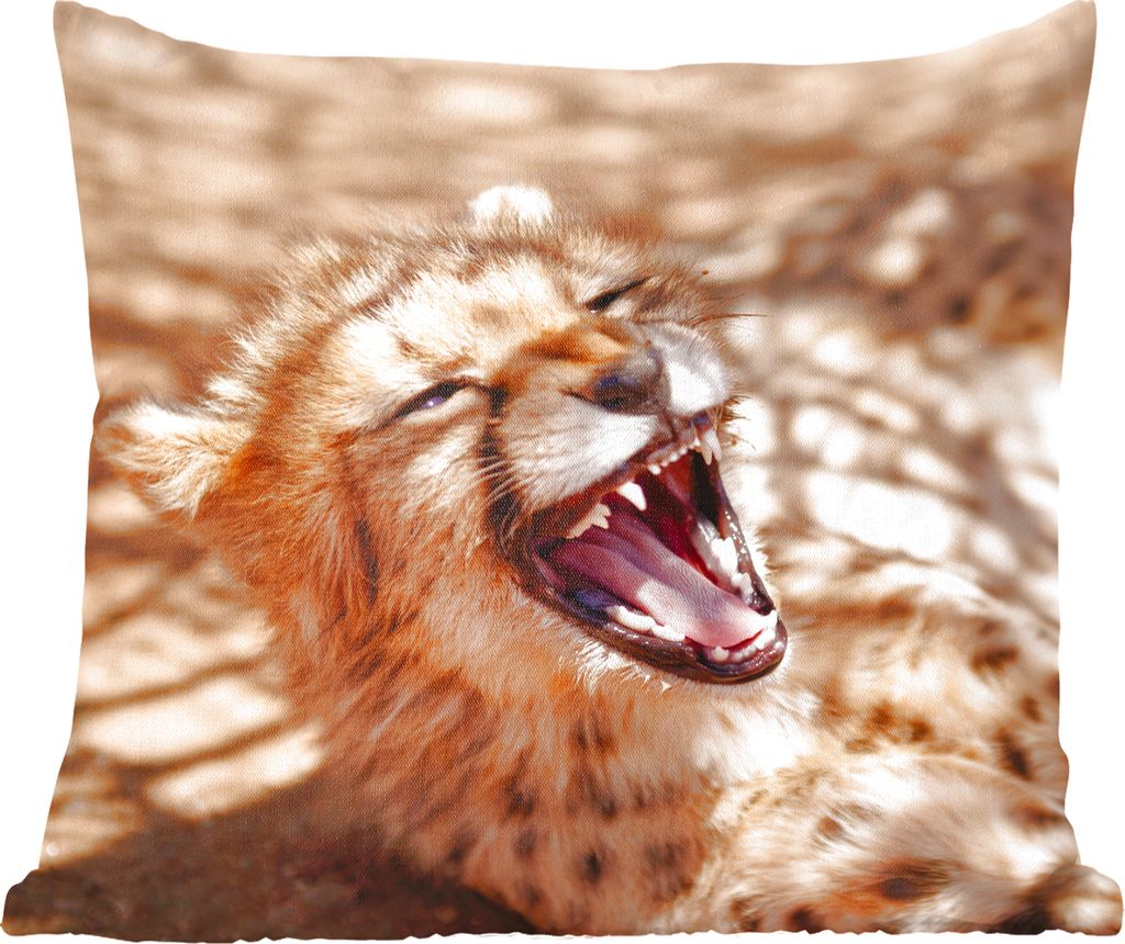 MuchoWow Zierkissen Sofakissen Wohnzimmer Dekokissen 50x50 cm Gepard - Tier - Nahaufnahme - Komfort - Sofakissen