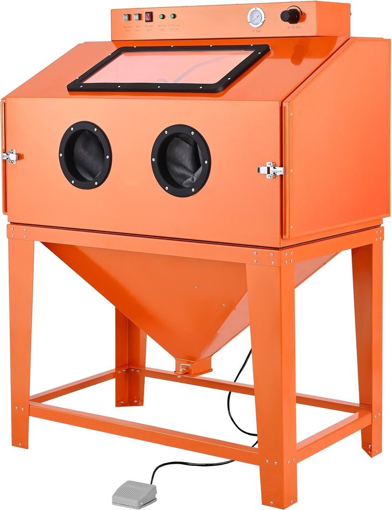 Sandstrahlkabine - 435 L - 117 L Strahlmittelbehälter - 2 Strahlpistolen - 1,6 PS Staubabsaugung - Für große Werkstücke - Rostentfernung & Ober...