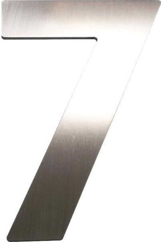 Hausnummer 7 - Höhe 120 mm, mit 2 Gewindenocken M5, Edelstahl