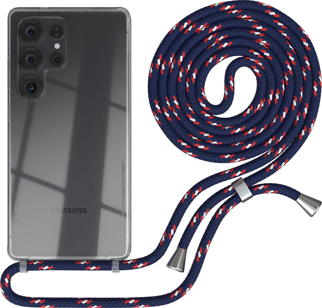 EAZY CASE Handykette mit Hülle für Samsung Galaxy S25 Ultra Backcover Handykette, zum Umhängen in Blau