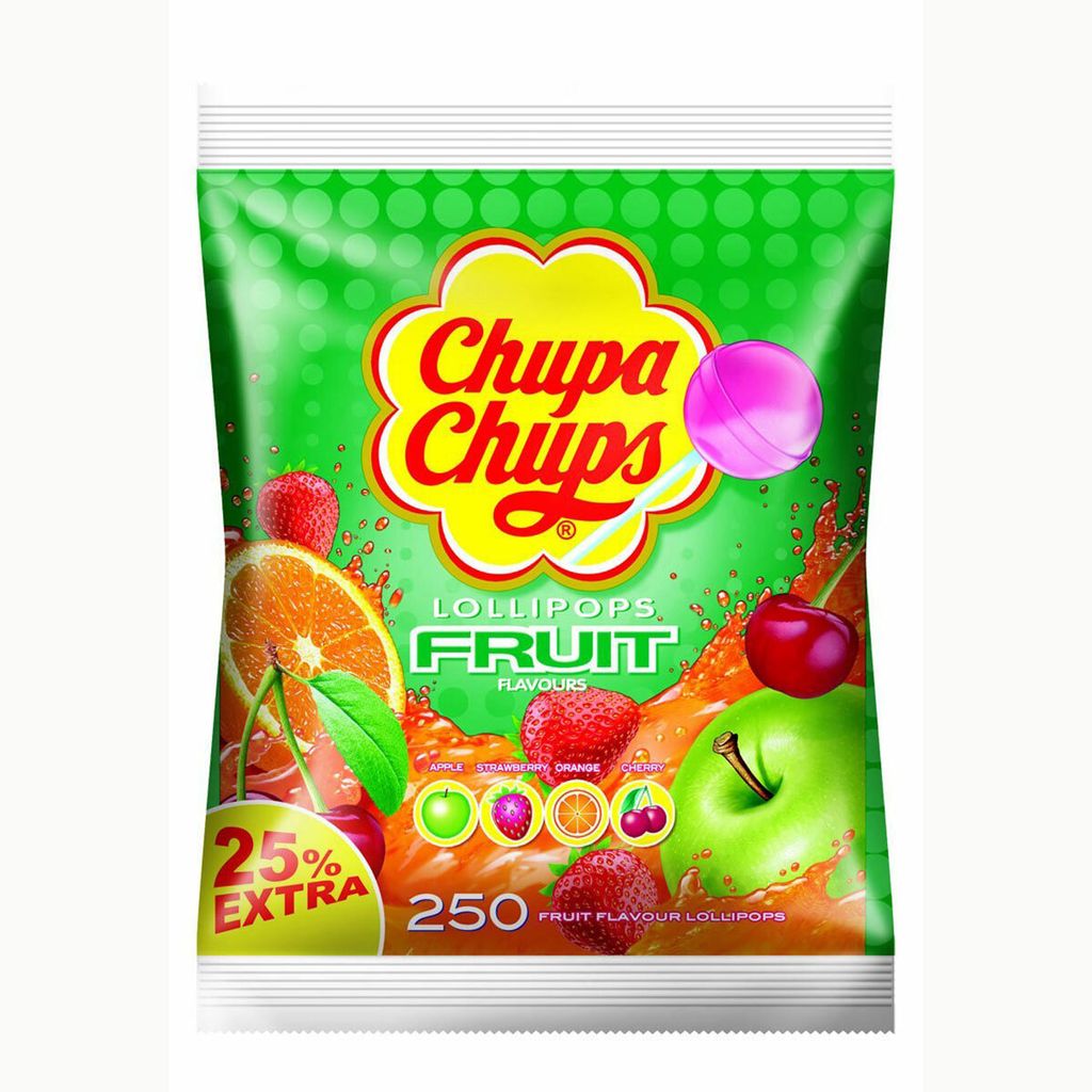 Chupa Chups Fruit 250 sucettes sachets de recharge variétés Image du produit 