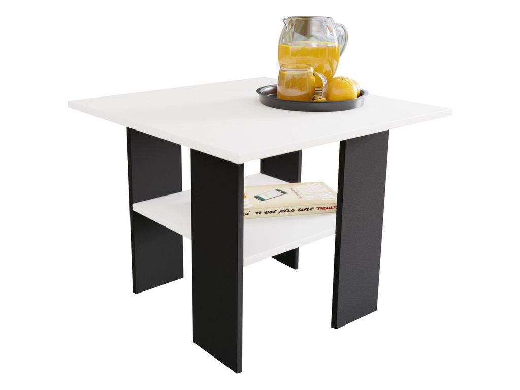 MIRJAN24 TV-Lowboard Sofoline, Praktisch Kaffeetisch, Tee Tisch mit Ablagefach, Wohnzimmertisch (Farbe: Schwarz / Weiß)