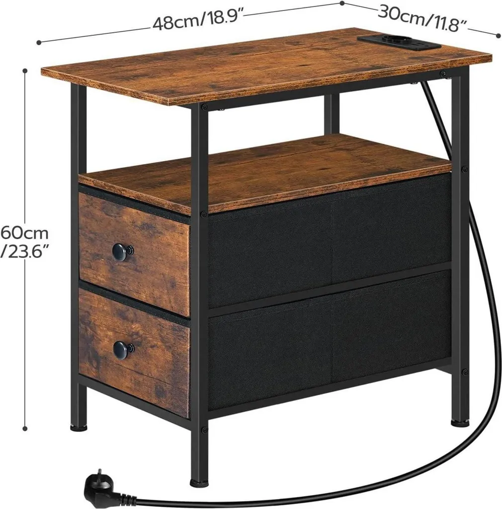Table d'appoint fine anti-encombrement avec prises et rangement fermés - 3