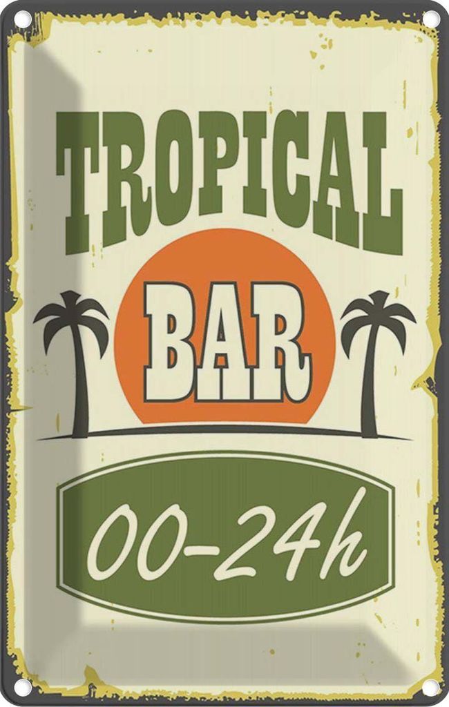 vianmo Blechschild 30x20 cm Alkohol Tiki Club Bar 00 - 24 h Essen Trinken