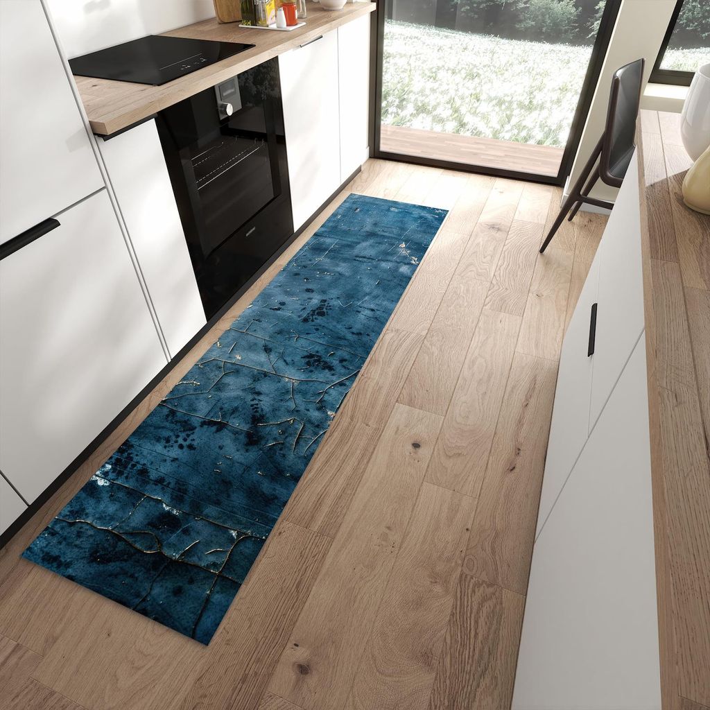 Küchenteppich 60x240cm rutschfest & abwischbar PVC Läufer - Verwitterte & Wand