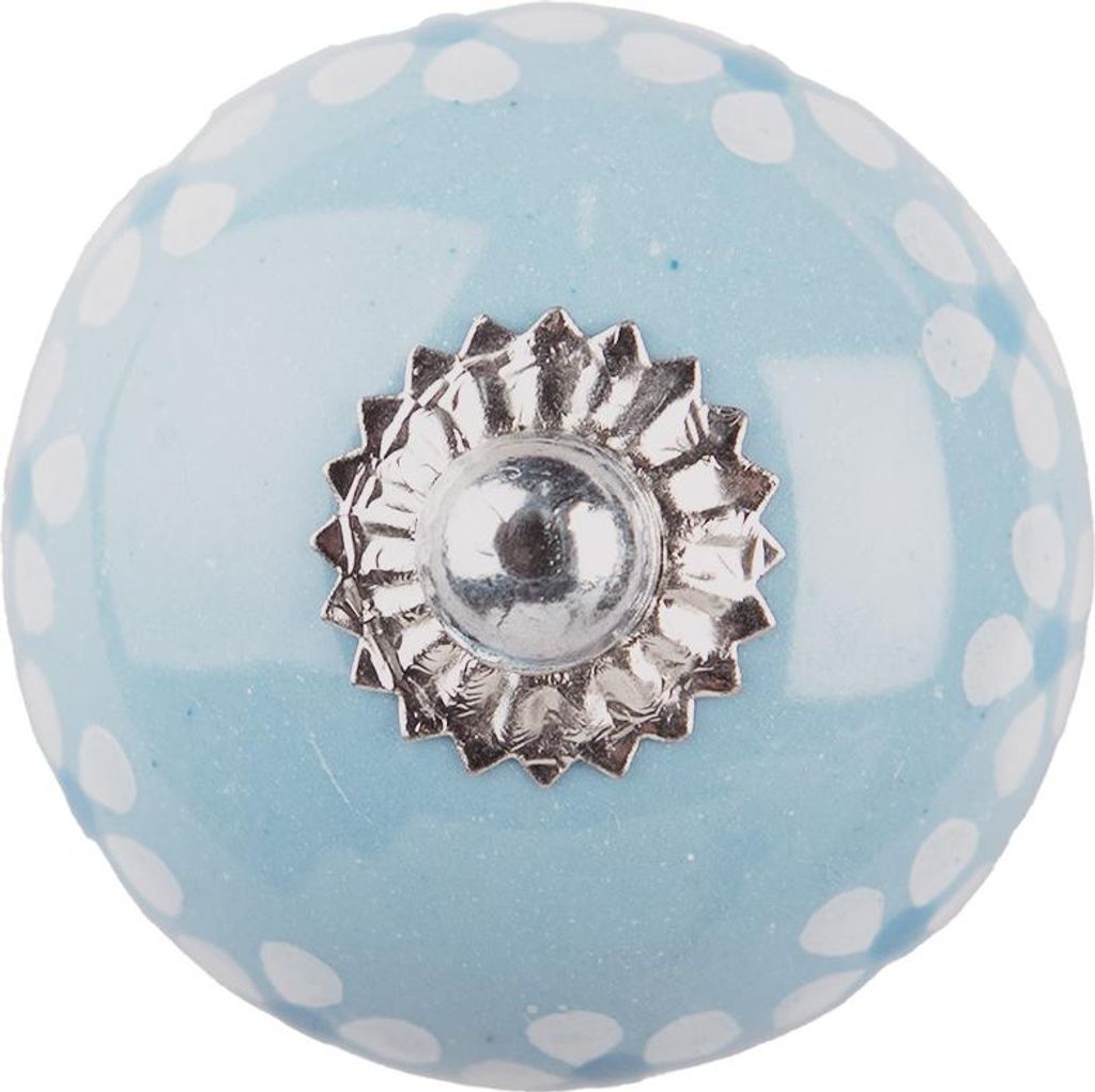 Clayre & Eef Türknauf Ø 4x4 cm Blau Keramik Blumen