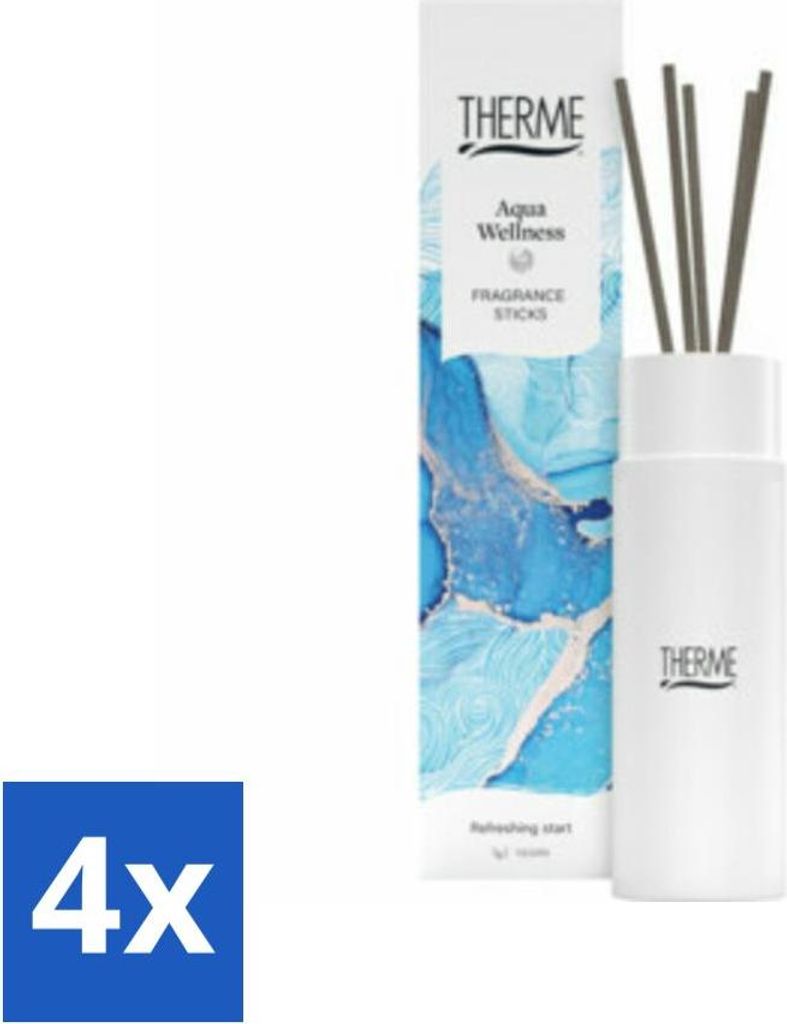 Therme - Aqua Wellness - Duftstäbchen - Langanhaltender Duft - Aromatisch - 100ml - Vorteilspack - 4 Stücke