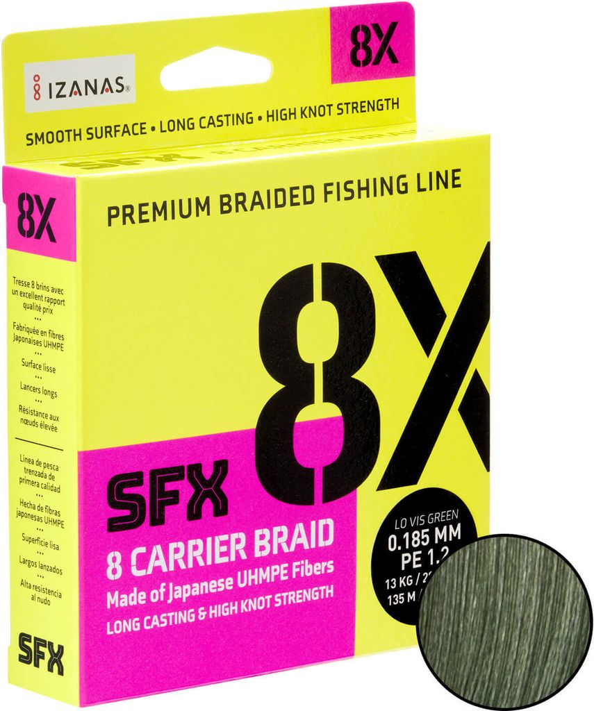 Sufix Angelschnur SFX 8 Carrier Braid (135m, Lo-Vis Green)