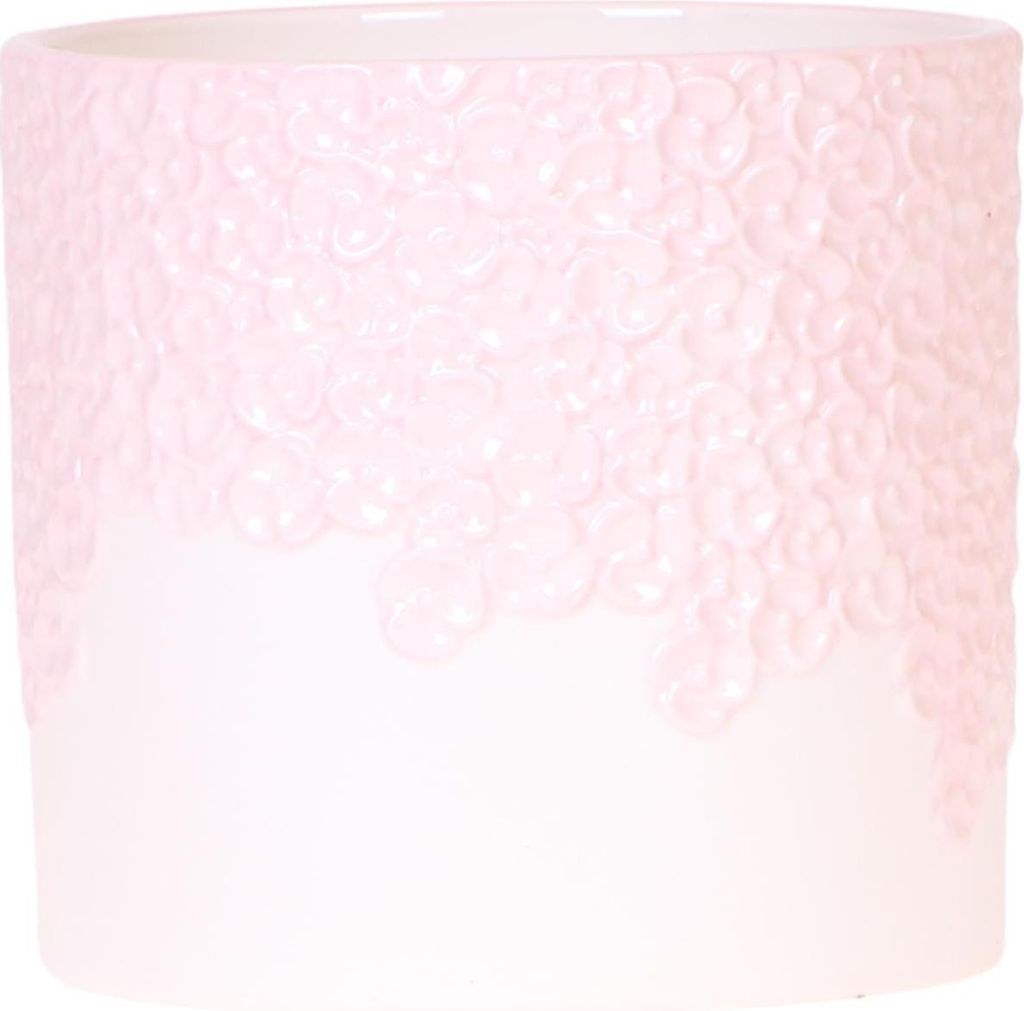 Blumentopf Pink Ø12cm Übertopf Blütenstruktur für Zimmerpflanzen und Sukkulenten