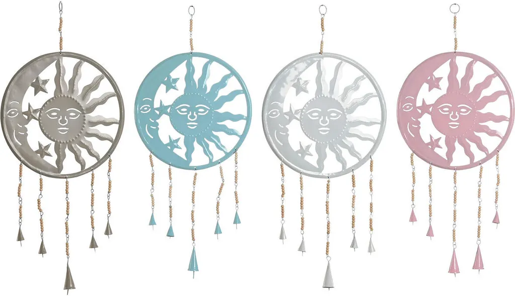 Suspension Murale en Métal Home ESPRIT Design Lune Soleil Rose et Bleu