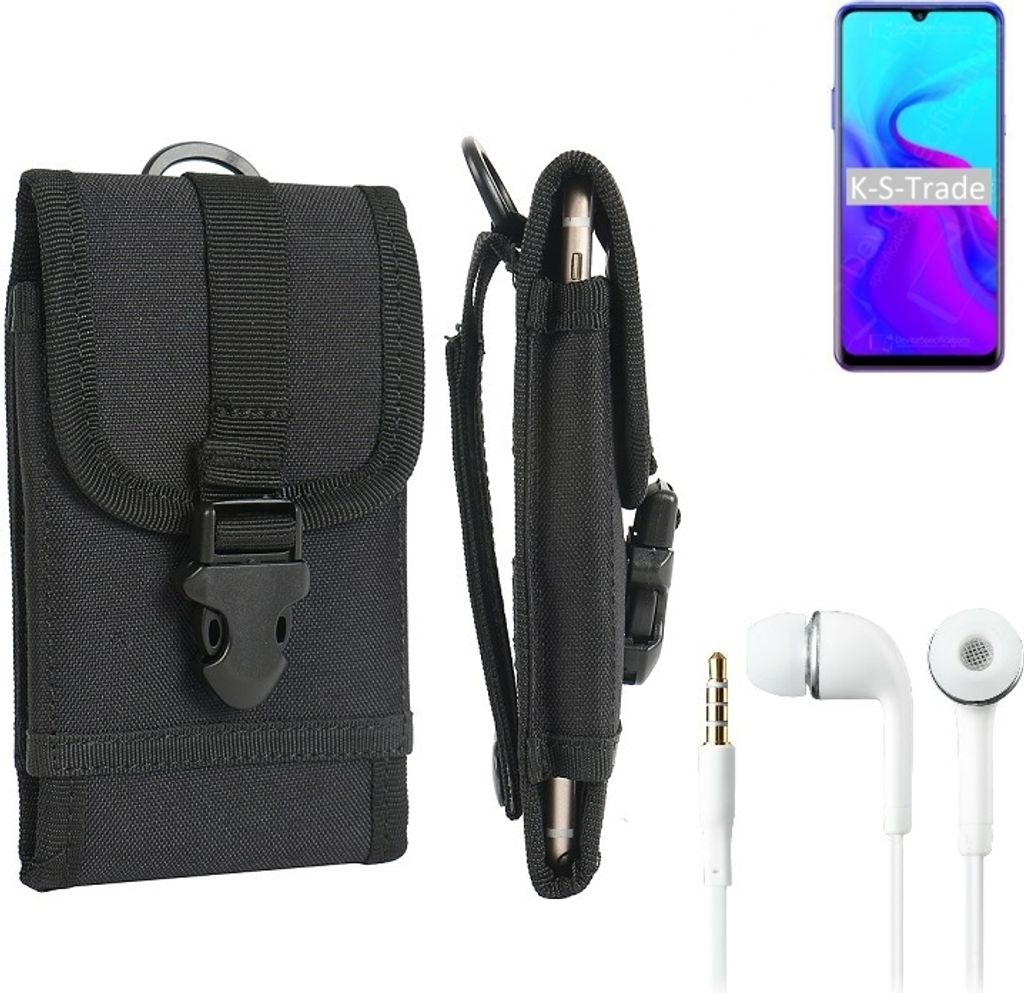 K-S-Trade Holster Schutz Hülle kompatibel mit Blackview A80 Gürteltasche Handy Hülle Tasche outdoor Seitentasche schwarz 1x + Kopfhörer