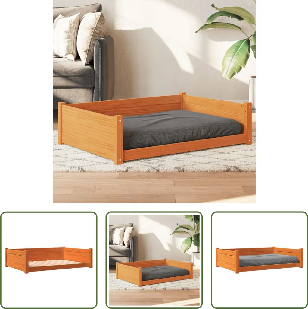 Lettino Rialzato Cani Taglia Grande Legno Pino 105x75 Wax Brown