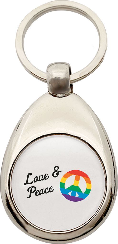 Huuraa Schlüsselanhänger Love & Peace Metall Schlüsselring Einkaufswagenchip Geschenkidee