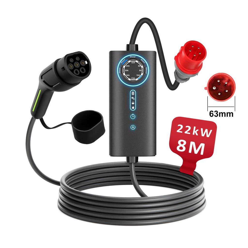 Mobile Wallbox 22kW Typ 2 Ladekabel 6-32A regelbar IP67 Produktbild 