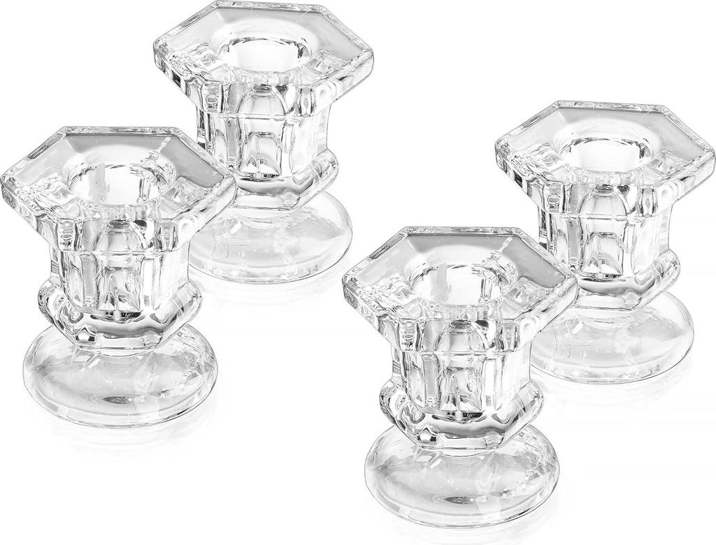 Glas Kandelaar Set 4 Stück - Taper Kandelaarhalter - Weihnachtskandelaar für Wohnzimmer Esstisch - Hochzeitsdekoration