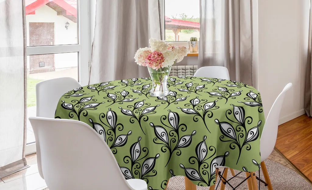 ABAKUHAUS Tovaglia Rotonda 150cm - Festa e Design Foglie Terra