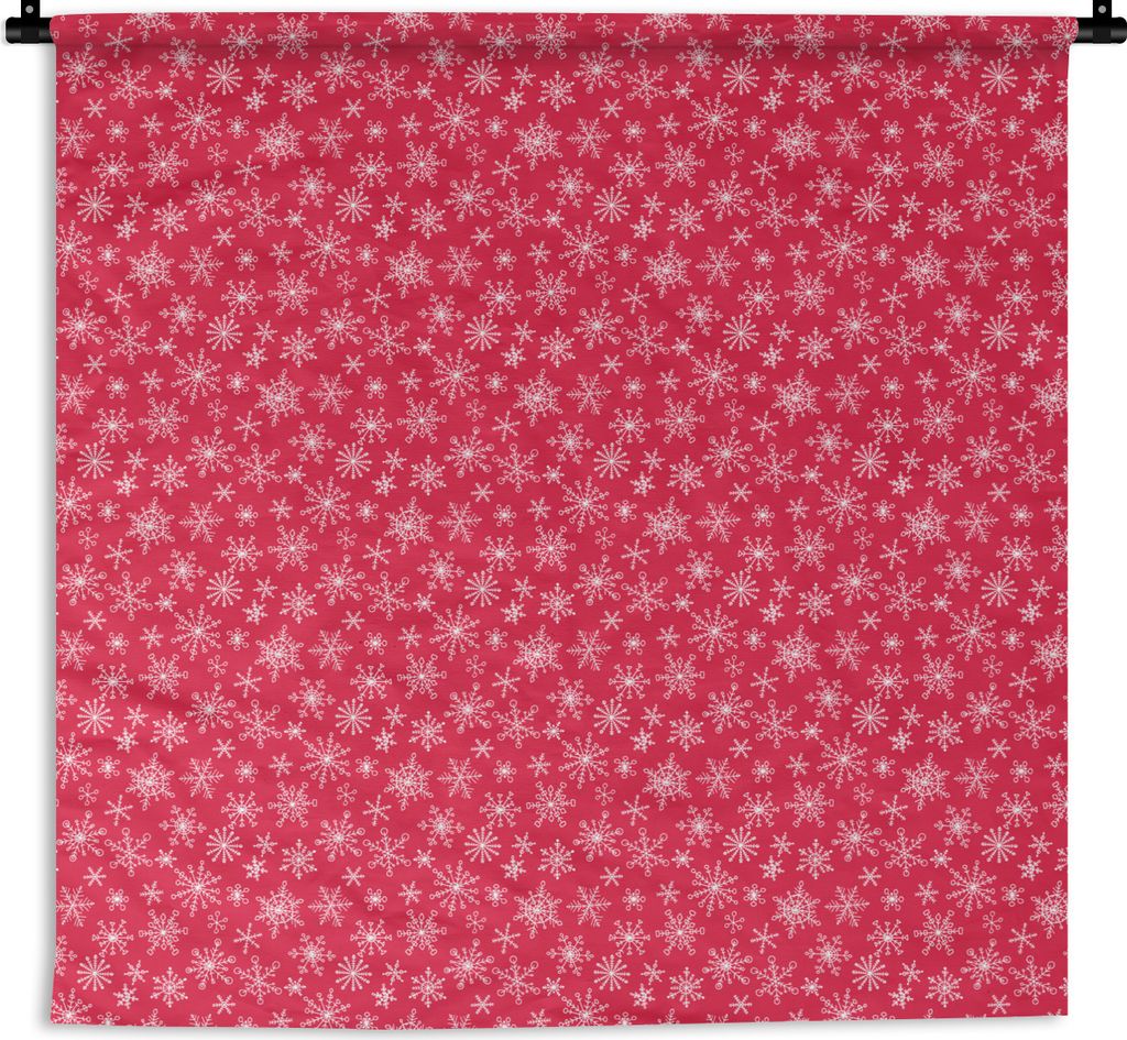 MuchoWow Wandteppich Wandbehang Schneeflocke - Rot - Weiß - Design 150x150 cm Tapisserie Dekoration Wandtuch - Wohnaccessoires - Modernes
