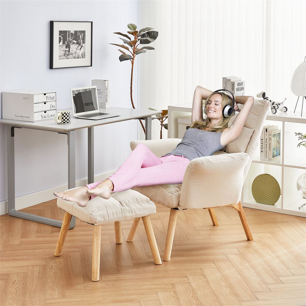 CLIPOP Kunstleder Relaxsessel Mit Hocker - Verstellbarer Polstersessel Für Wohnzimmer & Homeoffice