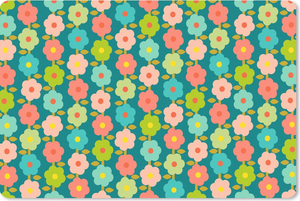 MuchoWow Mauspad Mousepad Muster - Blumen - Retro - 1970er Jahre 27x18 cm - Mousepads - Maus Mat - Pad - Mausunterlage - Büroartikel - Desk Matten