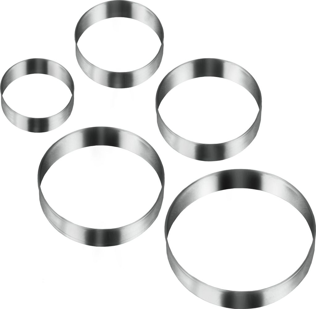 Metaltex 252375010 Ausstecher rund, Ø 4, 5, 6, 7, 8 cm, silber, 5-teilig (1 Set)