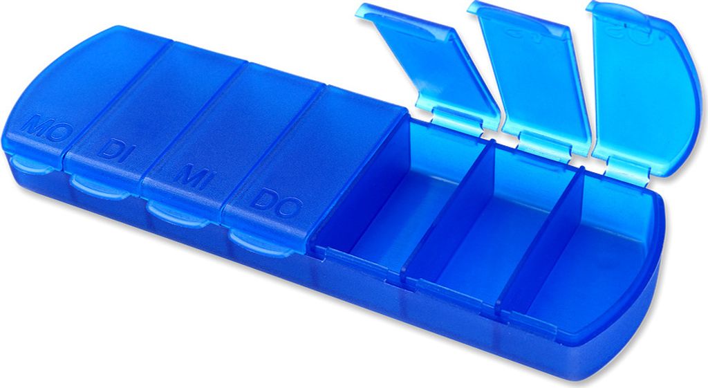 Schramm® 3 Stück Tablettenboxen blau 11x4x1,5cm Produktbild 