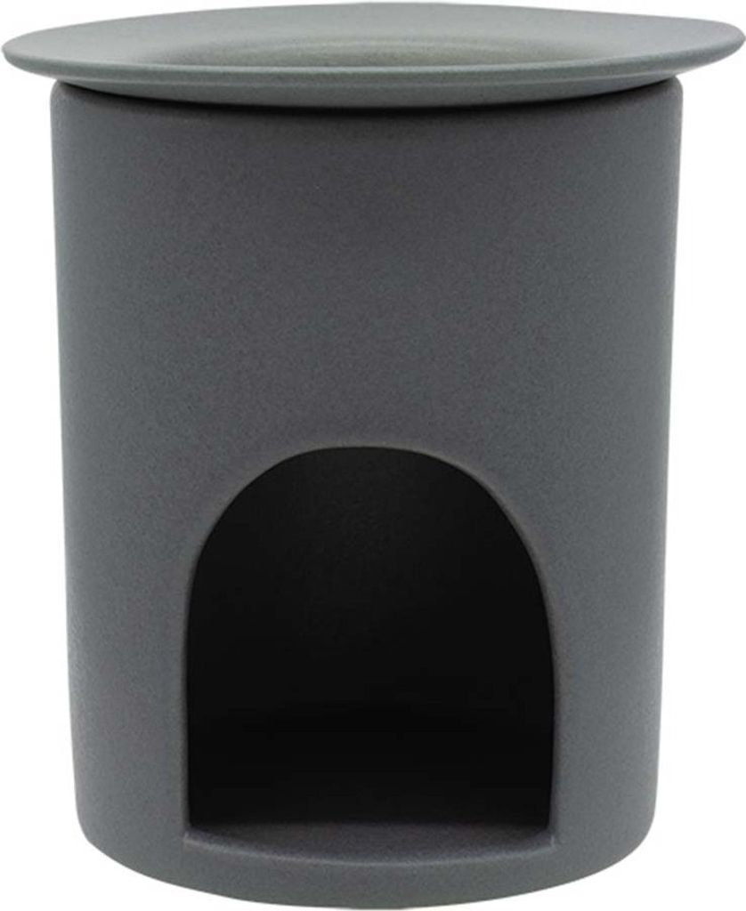 Graue schlichte Keramik Duftlampe 13cm, handgefertigt, mit abnehmbarer Wasserschale