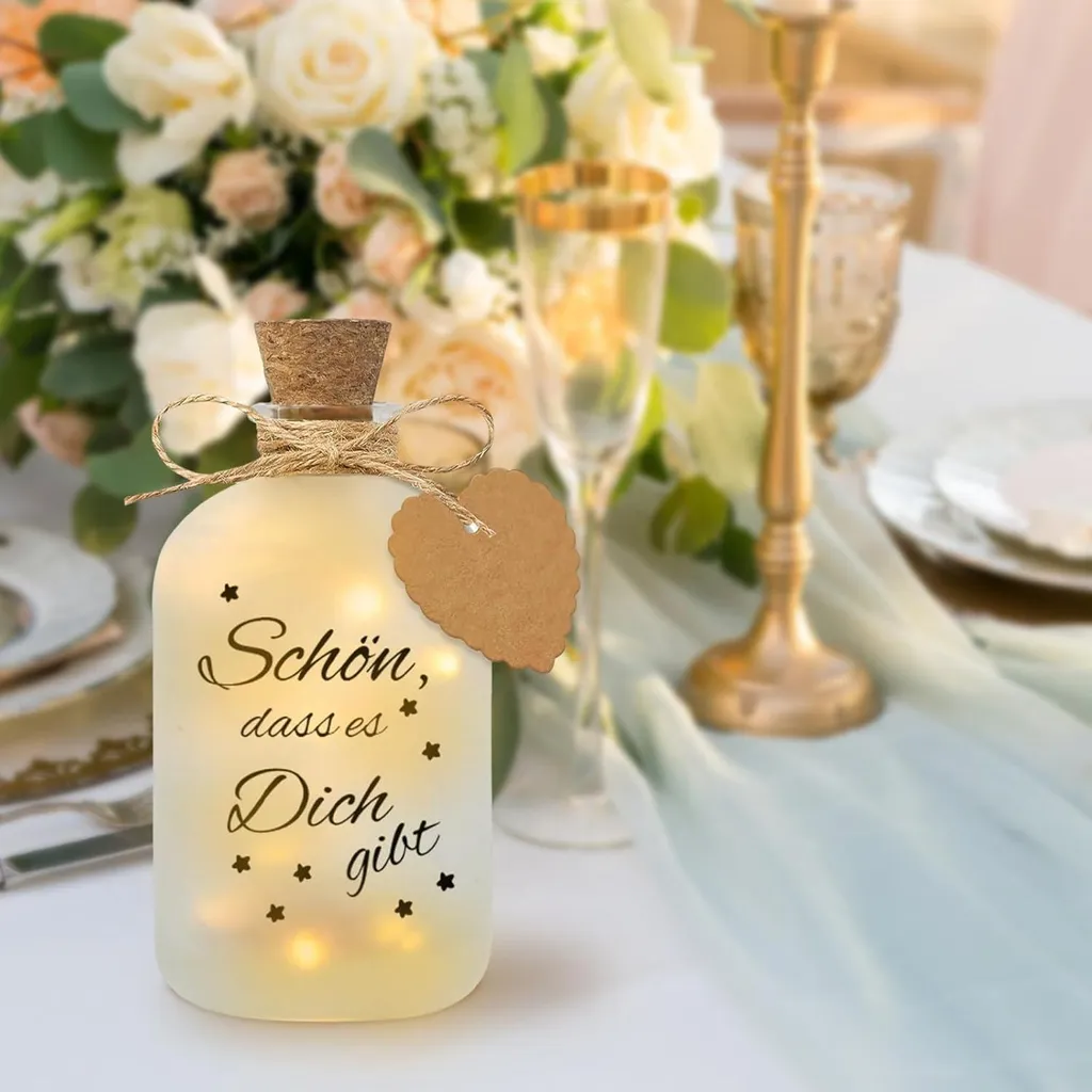 Décoration de table mariage : bouteille lumineuse LED argent 30cm - 3