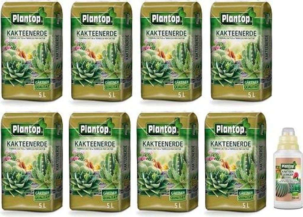 Plantop Kakteenerde 40 Liter + 250 ml Kakteendünger flüssig