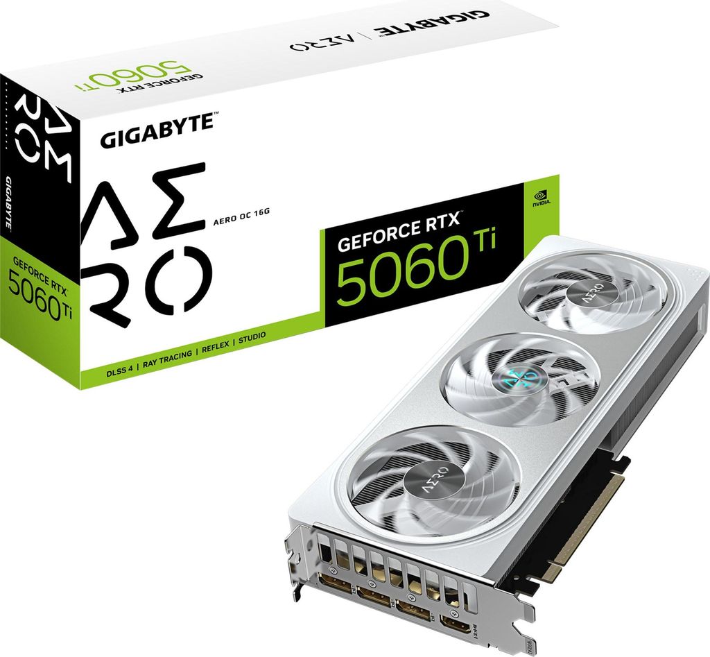 GIGABYTE GeForce RTX 5060 Ti AERO OC 16G, Grafikkarte, (DLSS 4, 3x