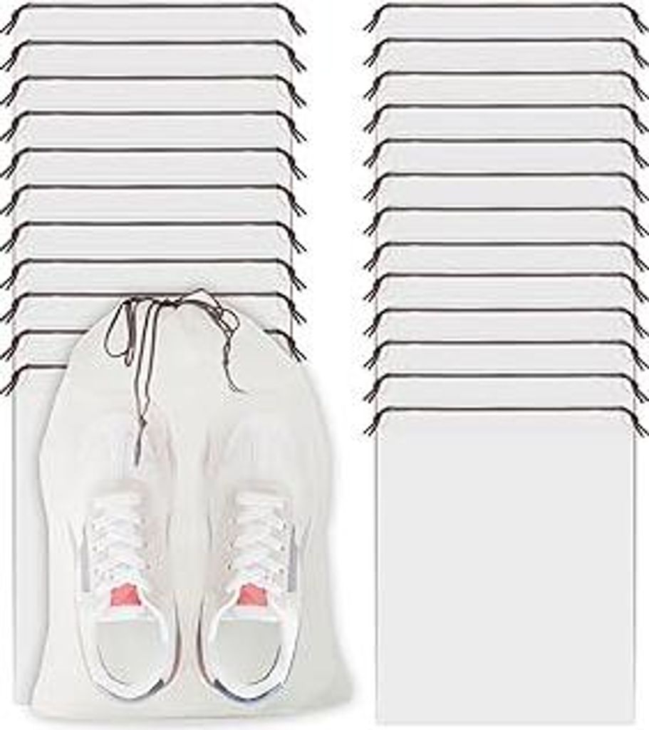 26 Stück Schuhbeutel mit Zugband (30x40cm) Transparente Kordeltasche PE Shoe Bag Wasserdicht Kordeltasche Multifunktionale Aufbewahrungstasche Set...