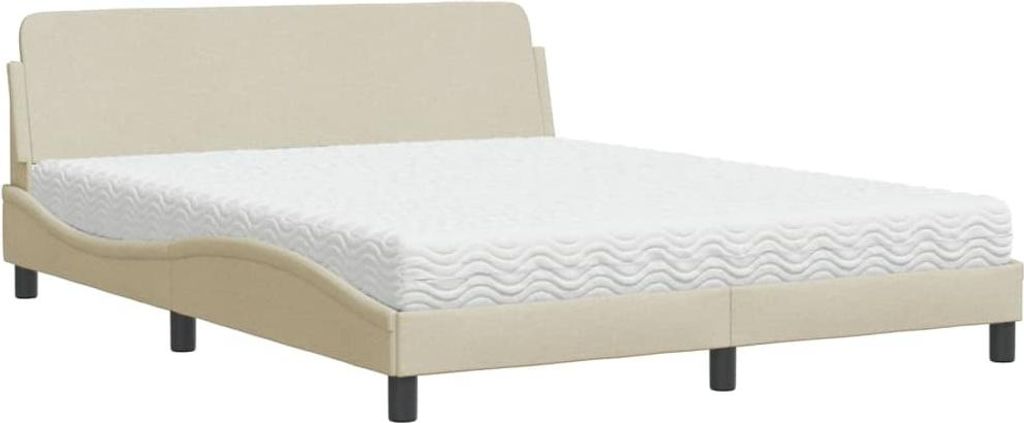 vidaXL Bett mit Matratze "Dover" Creme 160x200 cm Stoff