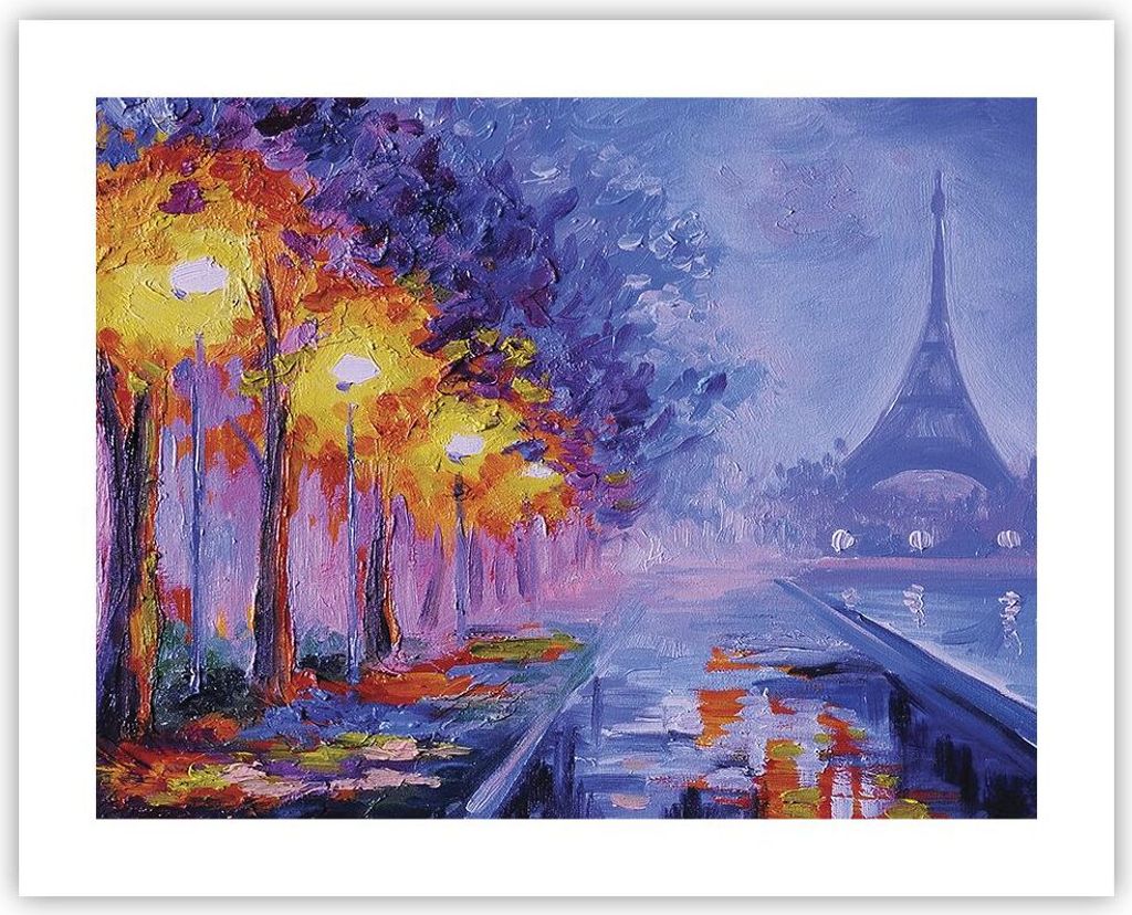 Poster - Poster ohne Rahmen - Paris Laternen Eiffel - 50x40 cm - Wand Bild - Wanddeko - Wandbilder - Kunstposter - Wandposter - Bilder - Kunstdruck...