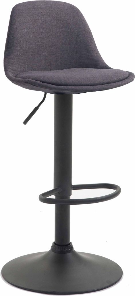 TPFLiving Barhocker Kilian Gestell schwarz Stoff Dunkelgrau