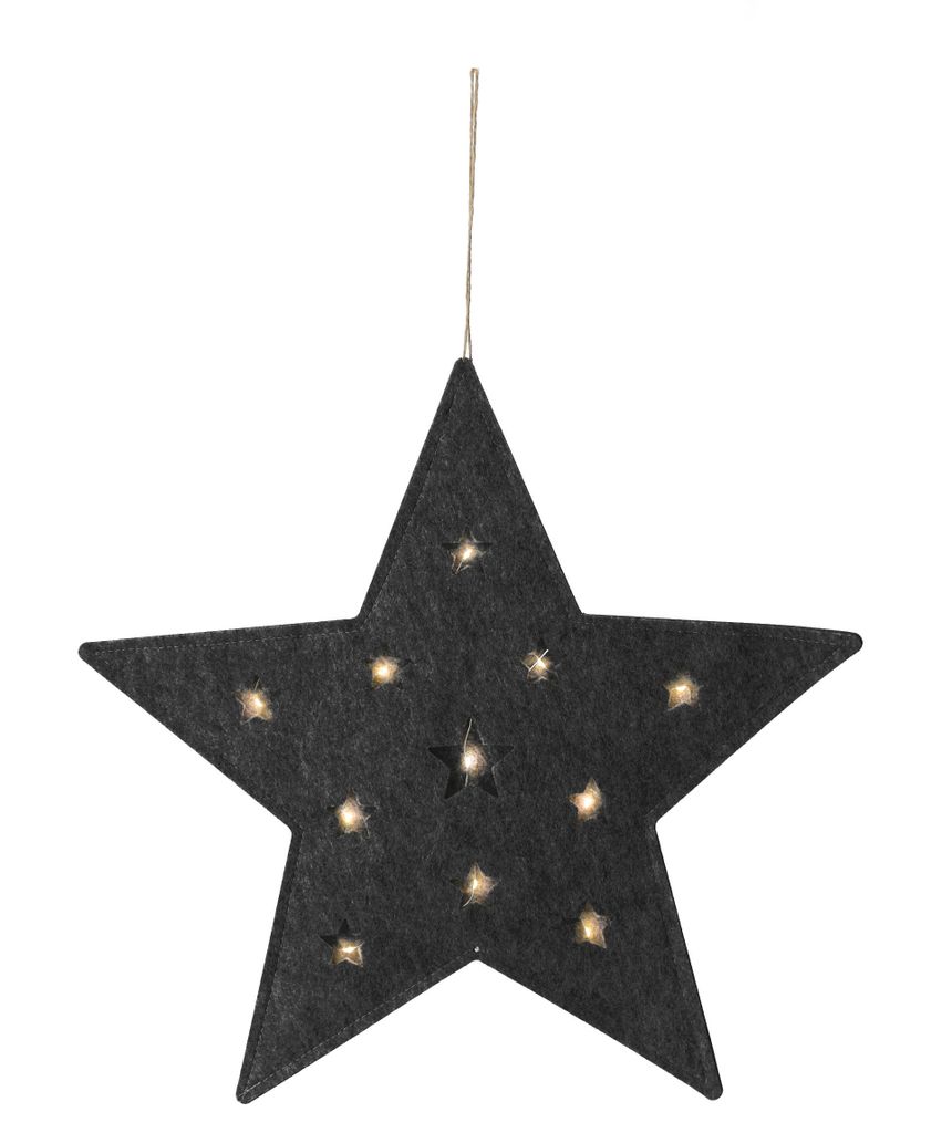 Filz Stern mit 12 LED - ca. 45 cm - Batterie betrieben mit Produktbild 