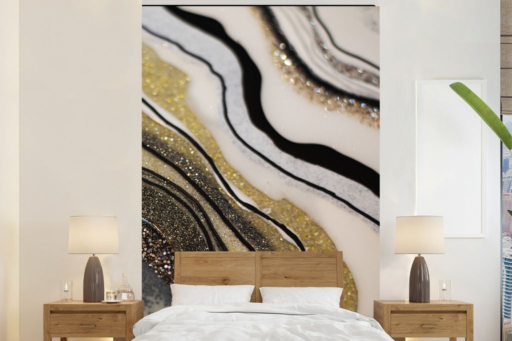 MuchoWow Fototapete für Wohnzimmer oder Schlafzimmer Wandtapete Vinyl Motivtapete Edelstein - Abstrakt - Marmor - Natur - 195x300 cm - Das Hinte...