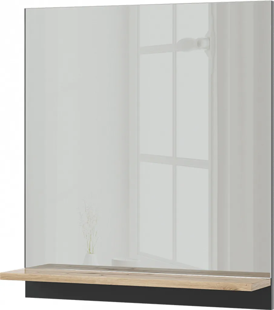 Vicco specchio contenitore bagno Marelle, 60 x 67 cm con ripiano, Antracite/Rovere artigianale