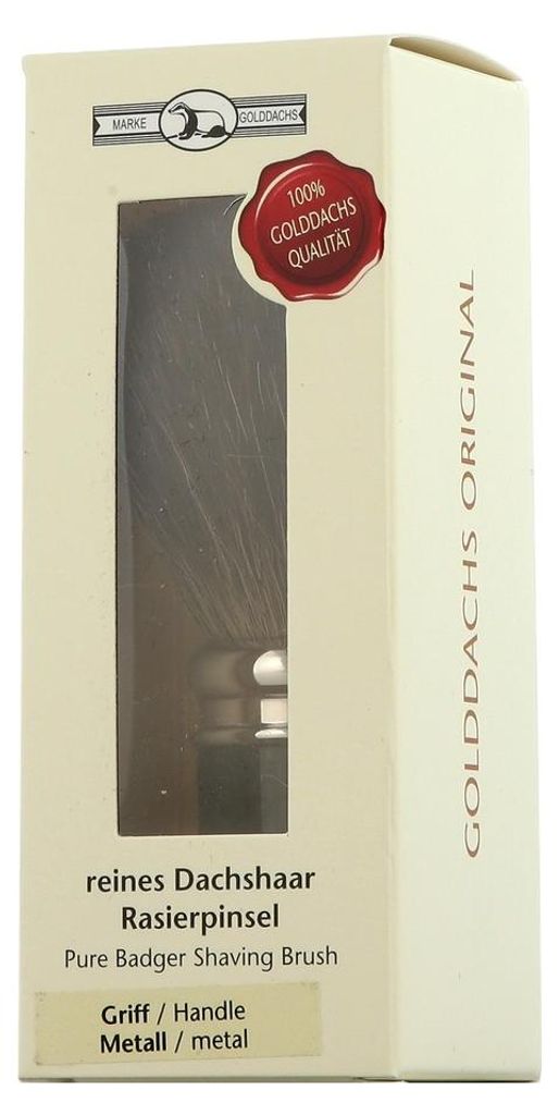 Pennello da barba GOLDDACHS, 100% pelo di tasso, metallo, Immagine del prodotto 