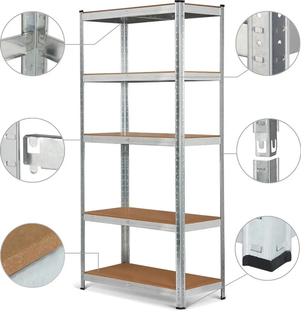 Étagère de garage pour charges lourdes 180x90x40 cm argent tiroirs
