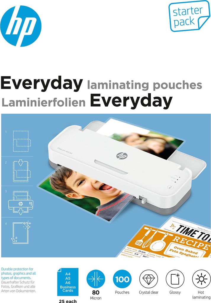 HP Laminierfolien Everyday Starter Set 80 Micron Produktbild 