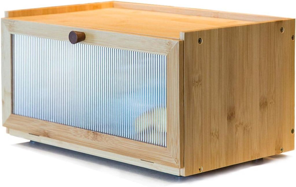 Bambus Brotkasten Holz Brotkästen - Brotbox zur Brotaufbewahrung Stylischer Bread box 40 x 25 x 20 CM