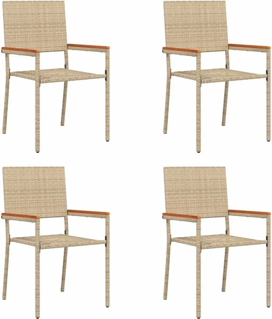 vidaXL Chaises de jardin empilables 4 pcs crème et marron 45x55x85 cm