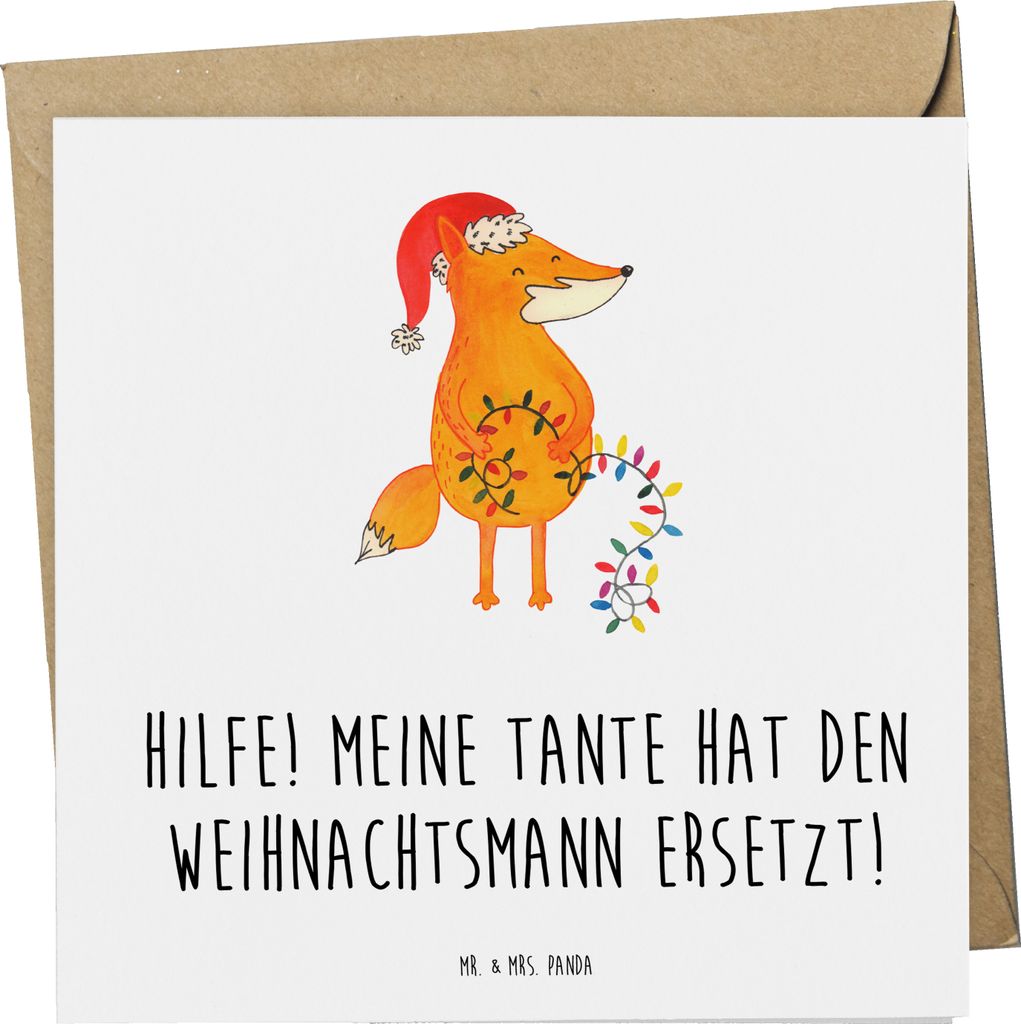Mr. & Mrs. Panda Glückwunschkarte Tante Weihnachten - Weiß - Geschenk, Liebe, anlasskarte, Familie, persönliche Erinnerungen, faltkarte, doppelk...