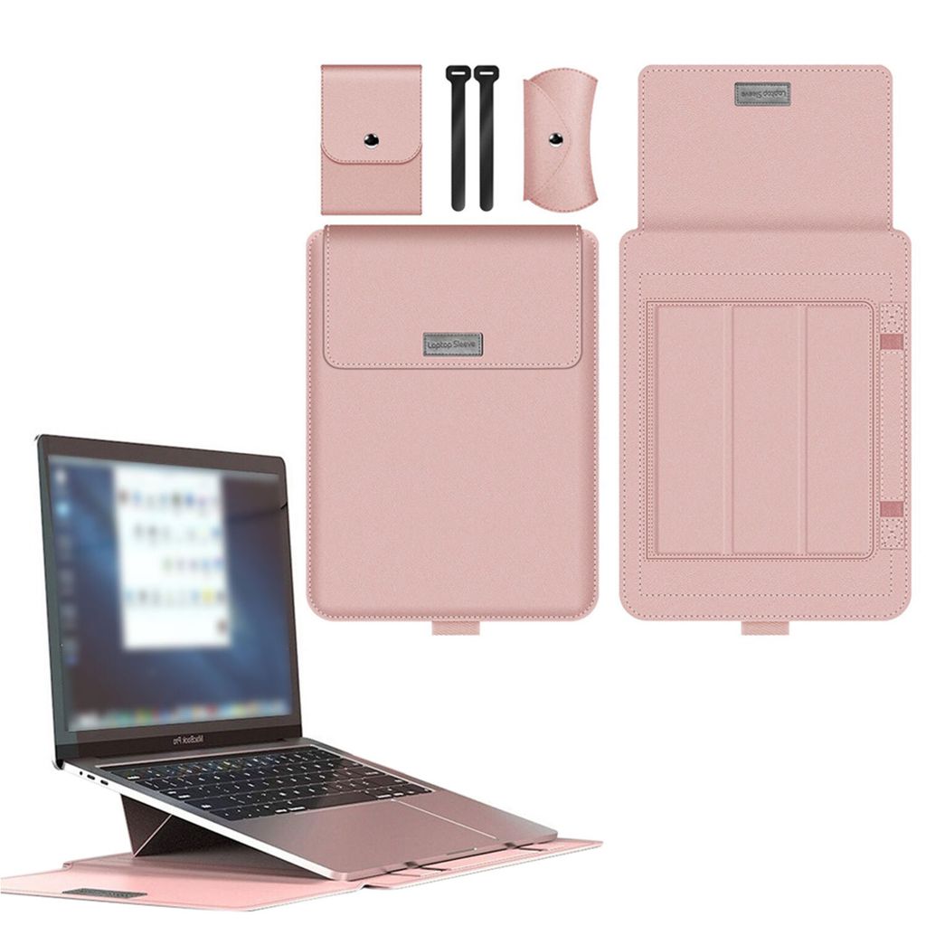 Laptop Hülle mit Ständer, Klappbar Laptoptasche für MacBook Air/Pro, Rosa, Größe: 13/14 Zoll (34 x 25 cm)
