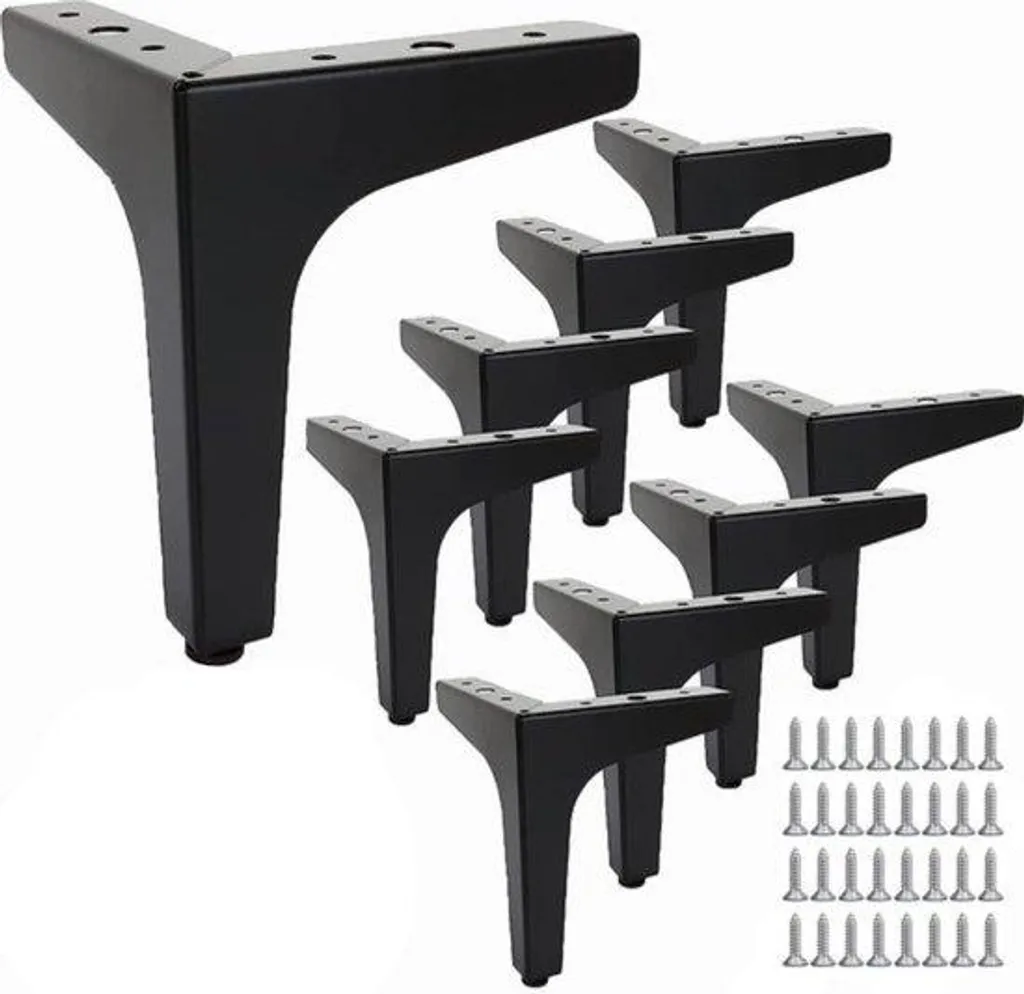 Pieds de table en métal noir 15 cm pour surélever un meuble bas